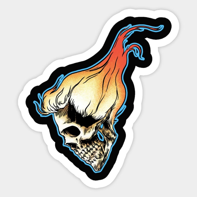 Flaming Hair-Skull Sticker by BenHouse